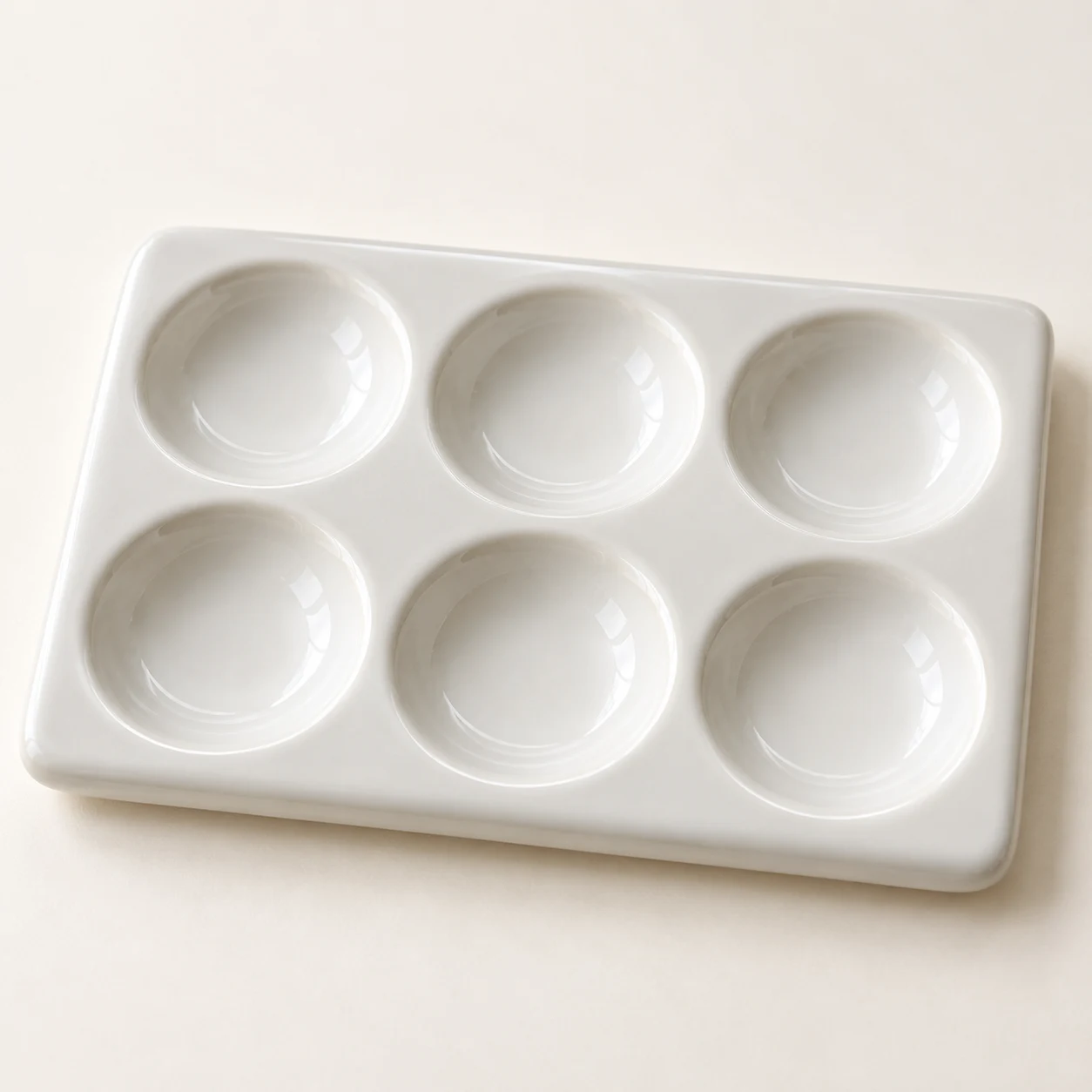 Six-well ceramic palette